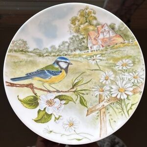 Decorative Vintage Plate w/ Blue Tit Bird - Royal Bareuther - Germany